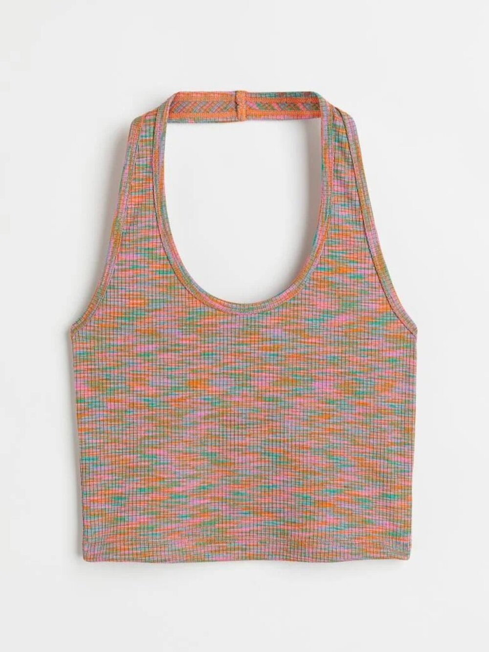 Multicolor Ribbed Halter Crop Top